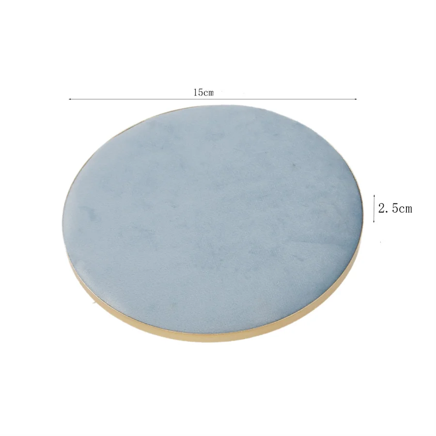 Round Velvet Tray with Metal Frame Rings Earrings Necklace Display Organizer Window Counter Decoration Chain Bracelet Storage