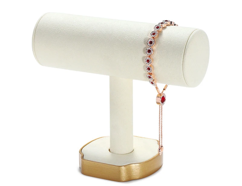 Beige Jewelry Display Stand Necklace Pendant Storage Props Earrings Rings Organizer Exhibitor Set Jewelry Display Rack