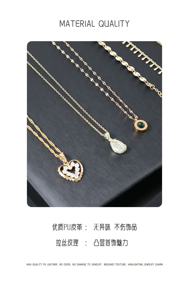 Brushed Black Leather Luxury Jewelry Display Props Wenwan Necklace Ring Stand Earrings Bracelet Jewelry Display Tray