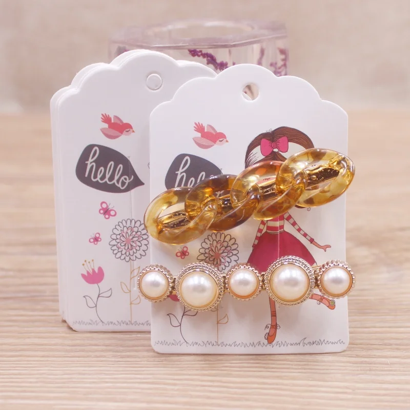 50pcs Square Shape White /Brown Hair Card Jewelry Package Hair Clip Card Black Blank Paper Hairclaw Ornaments Display Card