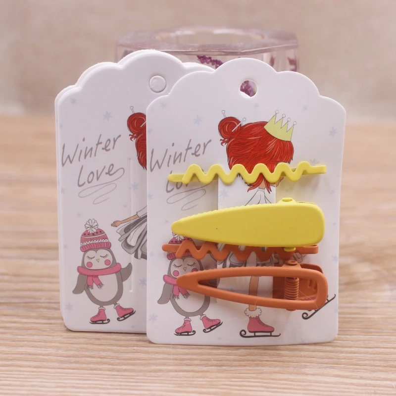 50pcs Square Shape White /Brown Hair Card Jewelry Package Hair Clip Card Black Blank Paper Hairclaw Ornaments Display Card