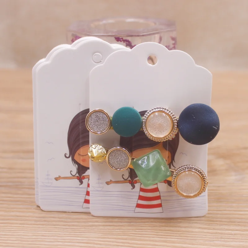 50pcs Square Shape White /Brown Hair Card Jewelry Package Hair Clip Card Black Blank Paper Hairclaw Ornaments Display Card