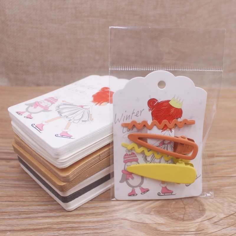 50pcs Square Shape White /Brown Hair Card Jewelry Package Hair Clip Card Black Blank Paper Hairclaw Ornaments Display Card