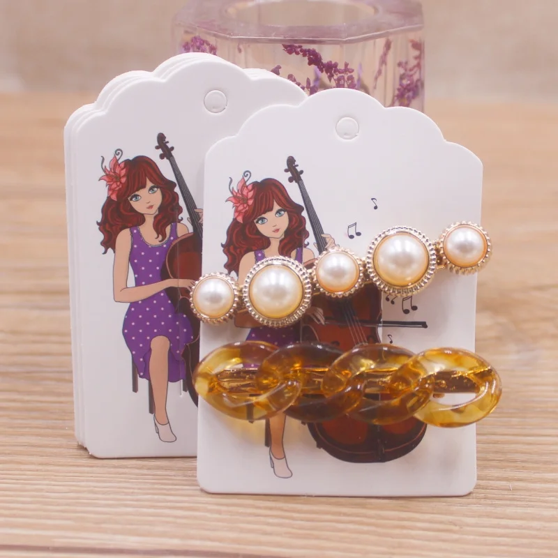 50pcs Square Shape White /Brown Hair Card Jewelry Package Hair Clip Card Black Blank Paper Hairclaw Ornaments Display Card