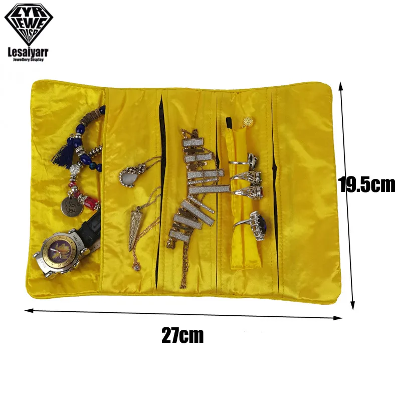 Embroidered Chinese Jewelry Roll Bag Travel Jewelry Organizer Storage Case Pouch for Necklaces Rings Bracelet Portable Practical