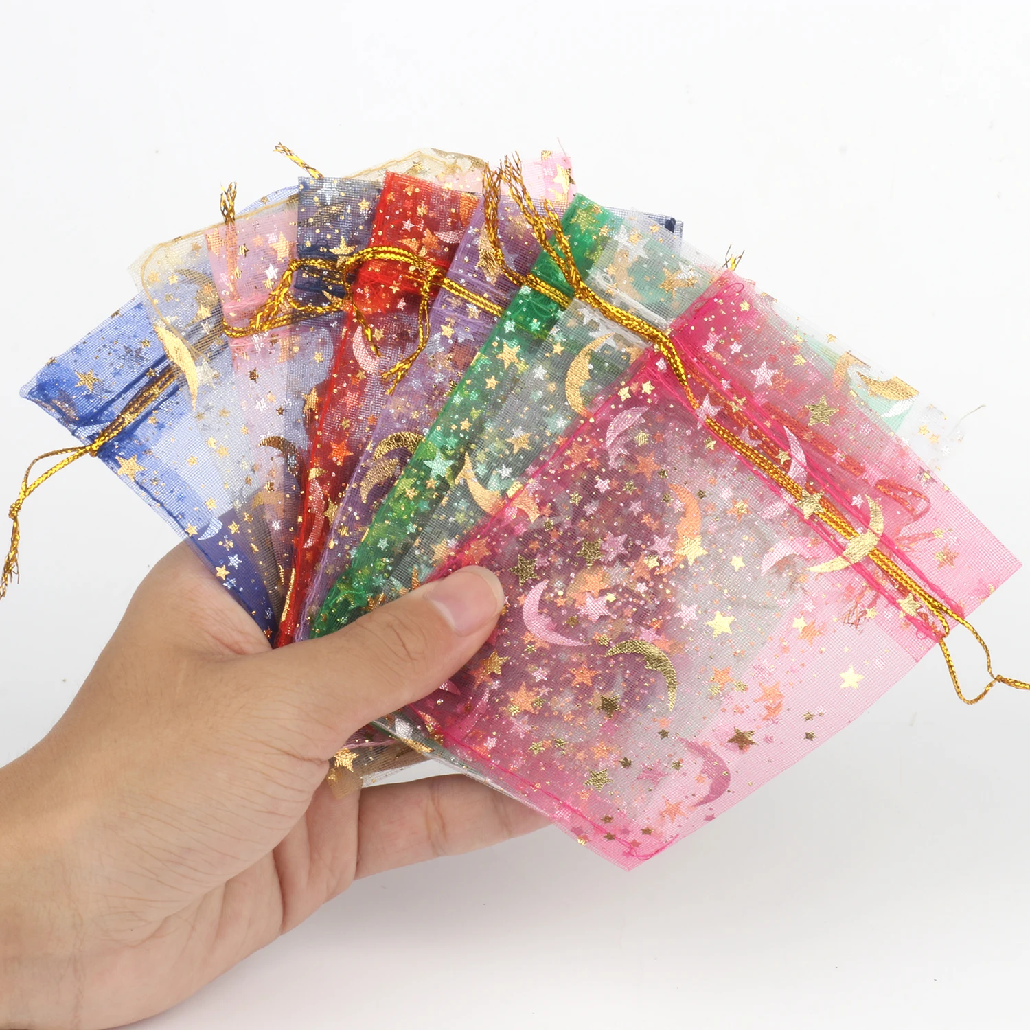 Wholesale 50pcs 7x9cm 9x12cm 11x16cm 13x18cm Adjustable Organza Bags Jewelry Packing Party Wedding Gift Bags Drawstring Pouches
