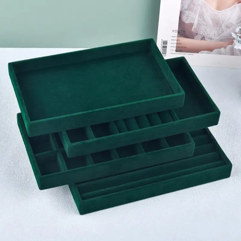 Velvet Jewelry Display Tray Exquisite Jewellery Holder Portable Ring Earrings Necklace Organizer Storage Box Organizator Trays