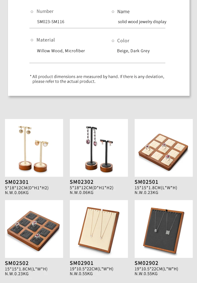 Oirlv Wooden Jewelry Rack Display Stand Wood Jewelry Tray Ring Earring Bracelet Necklace Holder Solid Wood Jewelry Display Stand