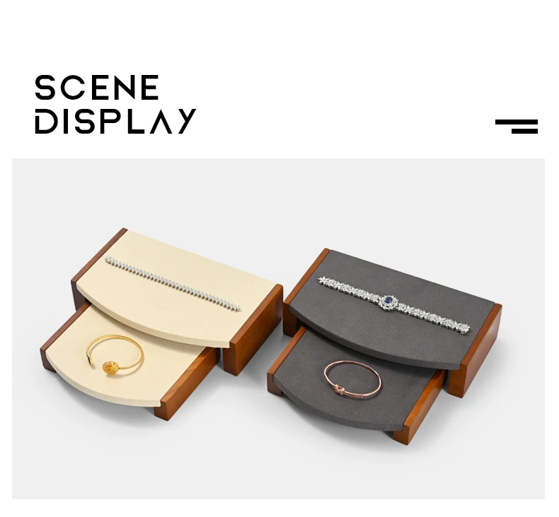 Oirlv Wooden Jewelry Rack Display Stand Wood Jewelry Tray Ring Earring Bracelet Necklace Holder Solid Wood Jewelry Display Stand