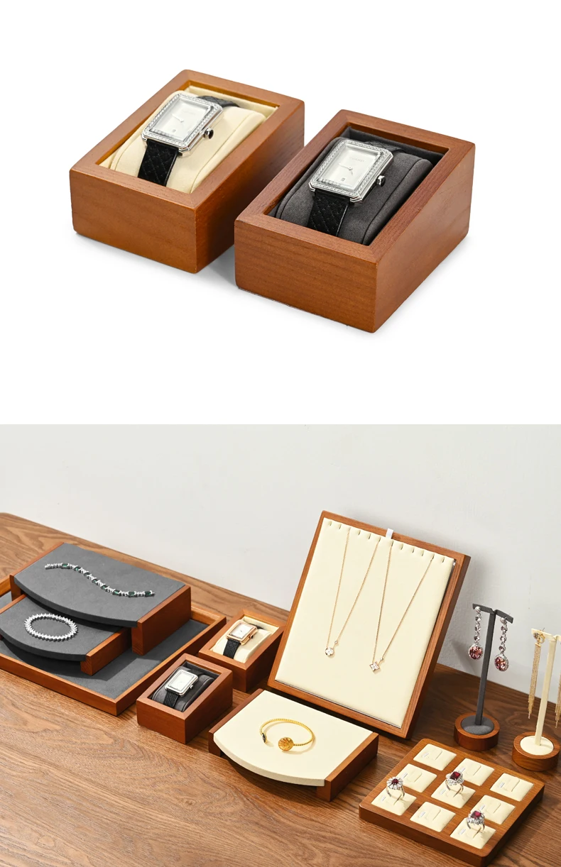 Oirlv Wooden Jewelry Rack Display Stand Wood Jewelry Tray Ring Earring Bracelet Necklace Holder Solid Wood Jewelry Display Stand