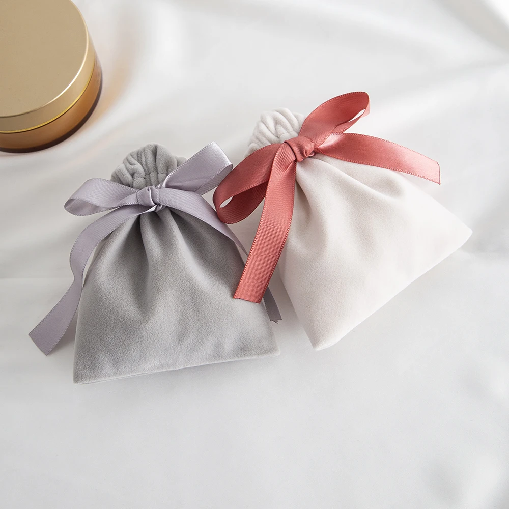 10Pcs Ribbon Velvet Gift Bag Wedding Favors Jewelry Pouches Earrings Ring Stud Nail Headset Phone Case Headset Pocket Organizer