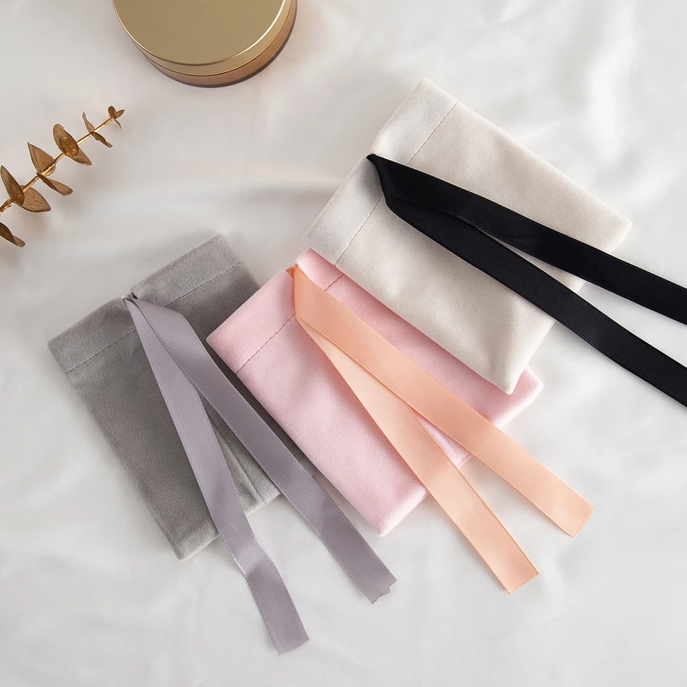 10Pcs Ribbon Velvet Gift Bag Wedding Favors Jewelry Pouches Earrings Ring Stud Nail Headset Phone Case Headset Pocket Organizer