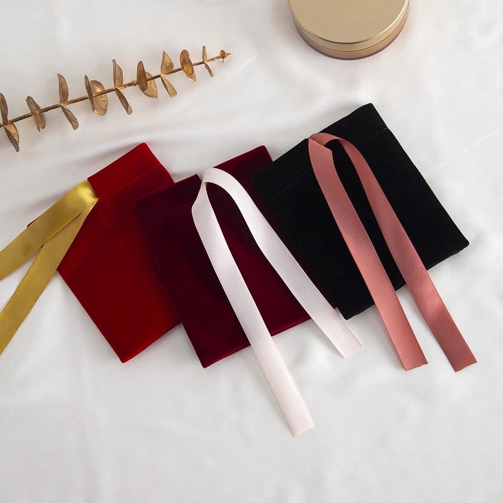 10Pcs Ribbon Velvet Gift Bag Wedding Favors Jewelry Pouches Earrings Ring Stud Nail Headset Phone Case Headset Pocket Organizer