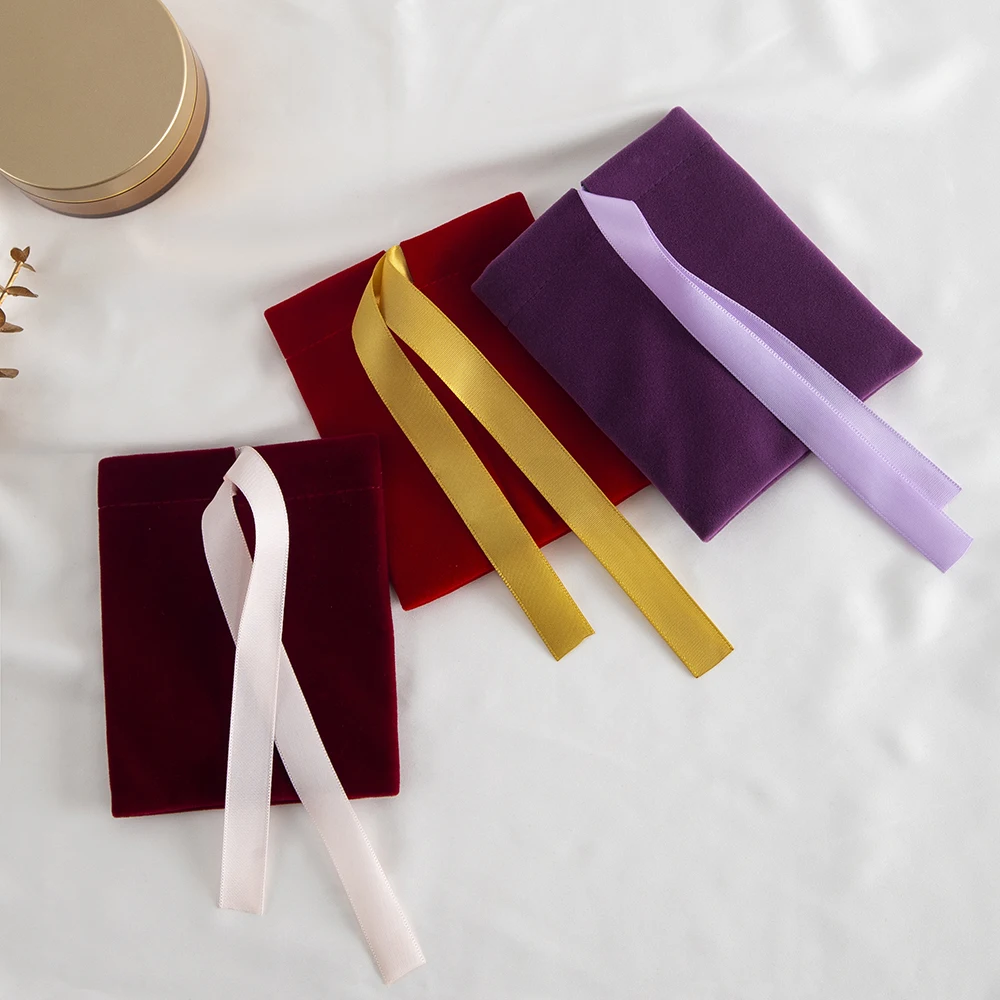 10Pcs Ribbon Velvet Gift Bag Wedding Favors Jewelry Pouches Earrings Ring Stud Nail Headset Phone Case Headset Pocket Organizer