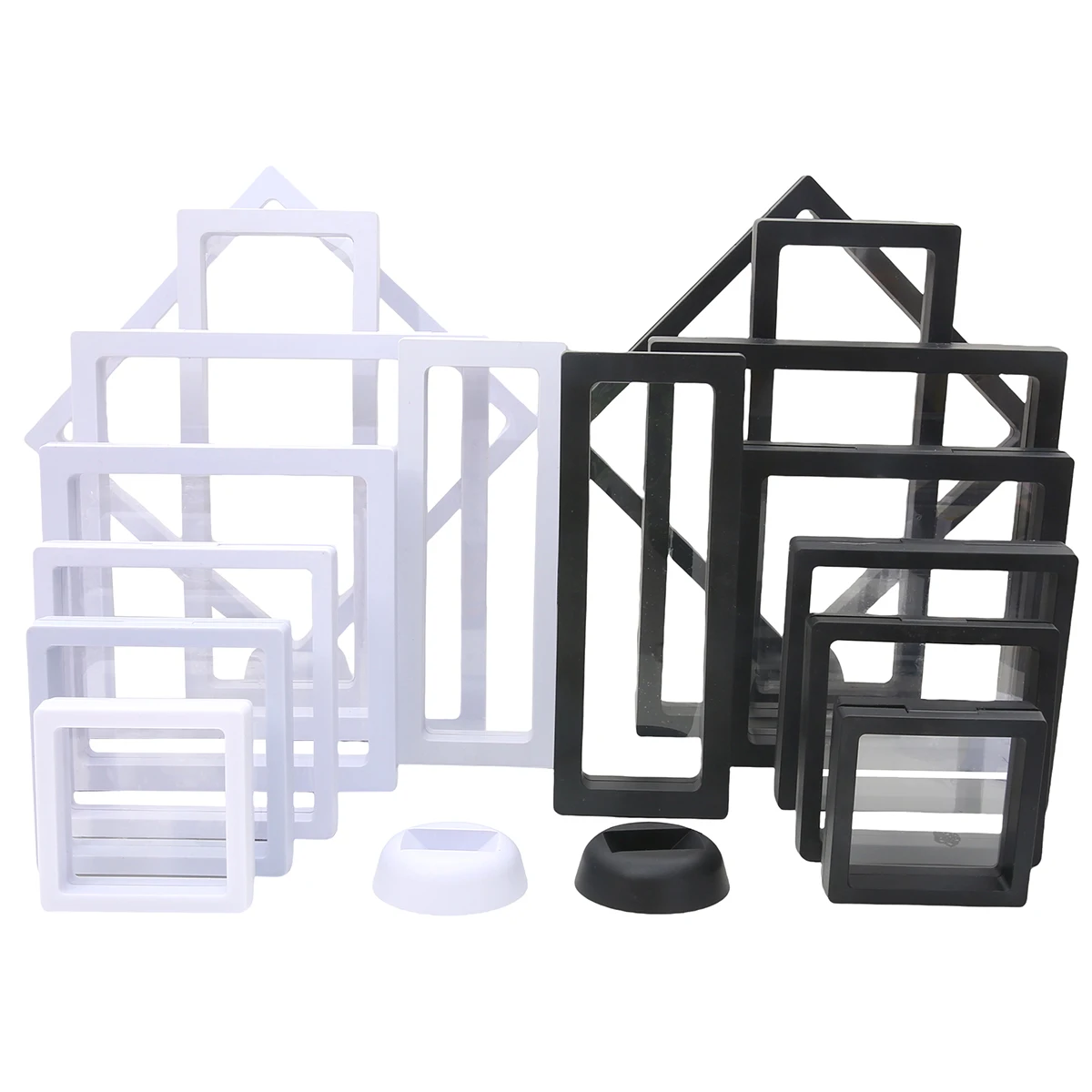 PE Film Colorful Jewelry Storage Box 3D Packaging Case Gemstone Free Stand Floating Frame Membrane Ring Earring Bracelet Display