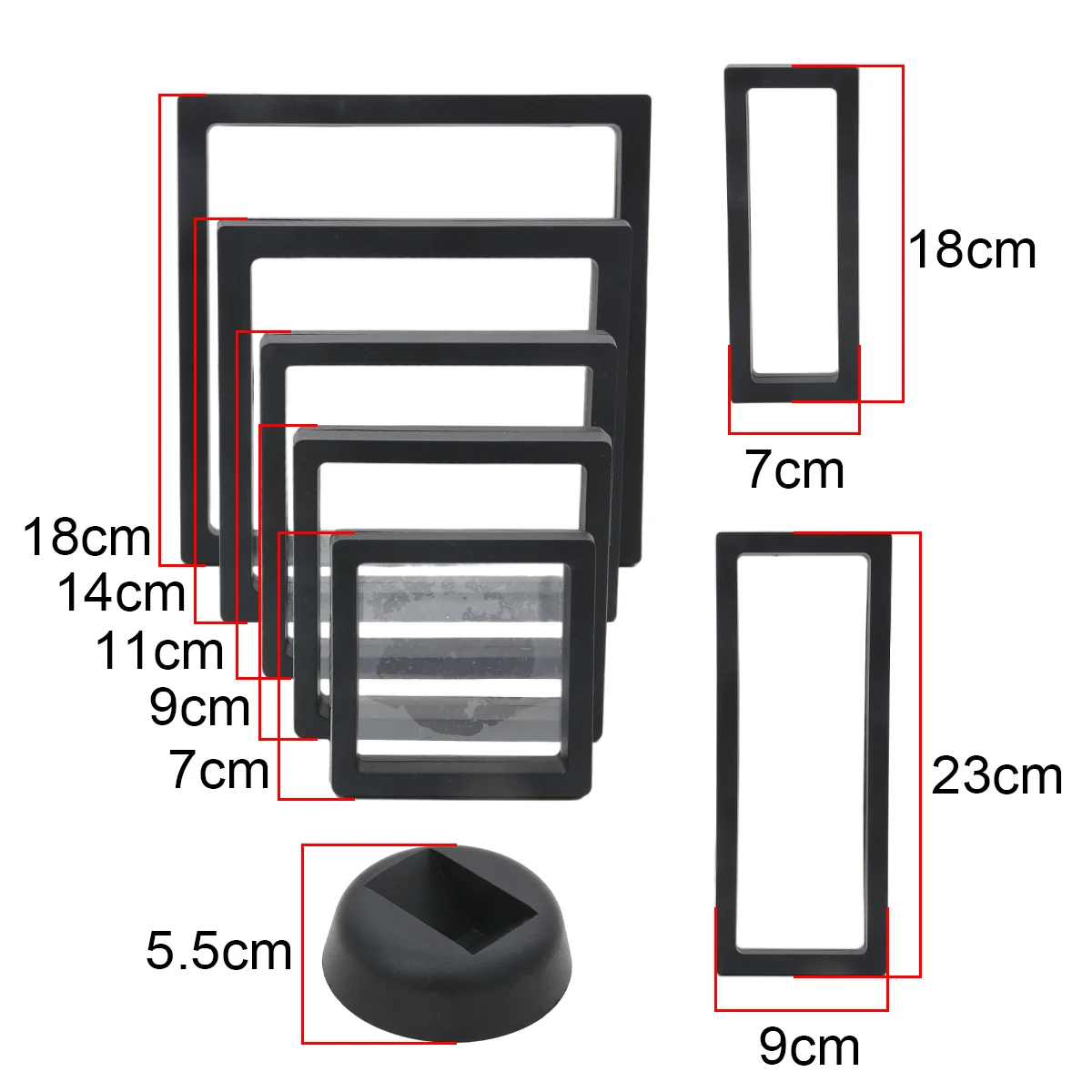 PE Film Colorful Jewelry Storage Box 3D Packaging Case Gemstone Free Stand Floating Frame Membrane Ring Earring Bracelet Display