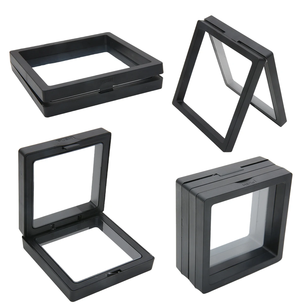 PE Film Colorful Jewelry Storage Box 3D Packaging Case Gemstone Free Stand Floating Frame Membrane Ring Earring Bracelet Display