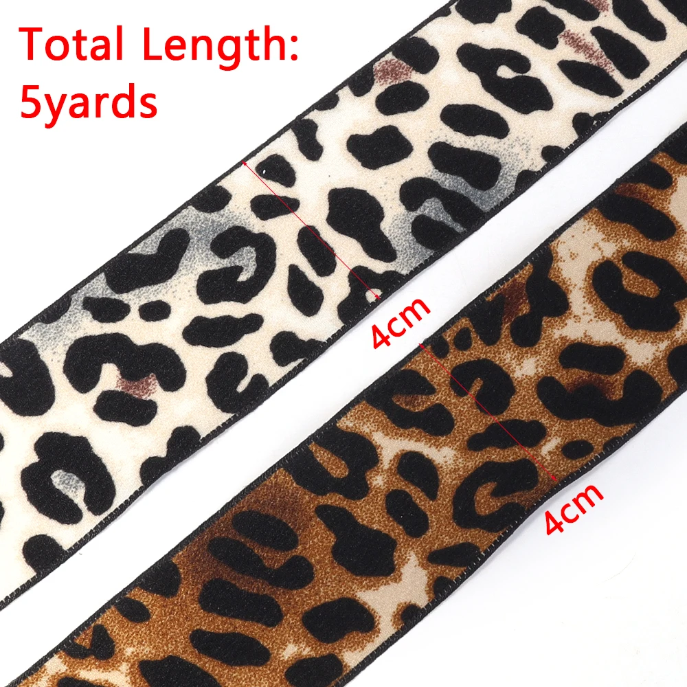 5Yards 4cm Satin Faux Silk Leopard Print Ribbon Handmade Crafts Materials Hair Bow Making Clip Gift Wrapping Clothing Accessorie