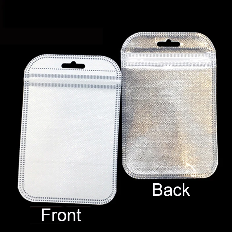 50pcs Thicken Resealable Ziplock OPP Bags Laser Iridescent Bag Clear Storage Bag White Bag with Hang Hole for DIY Jewelry Making