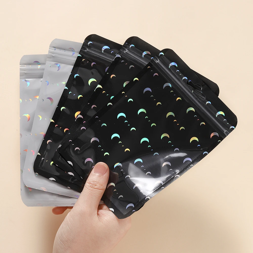 50Pcs/lot Holographic Plastic StarSelf-Sealing Laser Self-Sealing Bag for Jewelry Packaging Gift Storage Bag Supplies