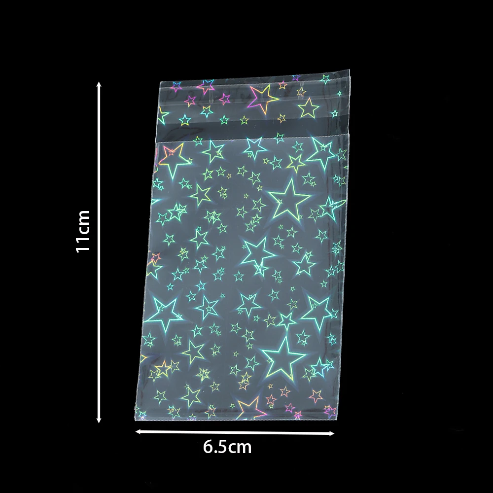 50pcs Laser Self Sealing Plastic Bag Colorful Holographic Jewelry Bag for Necklace Bracelet Jewelry Gift Packag Storage Bags