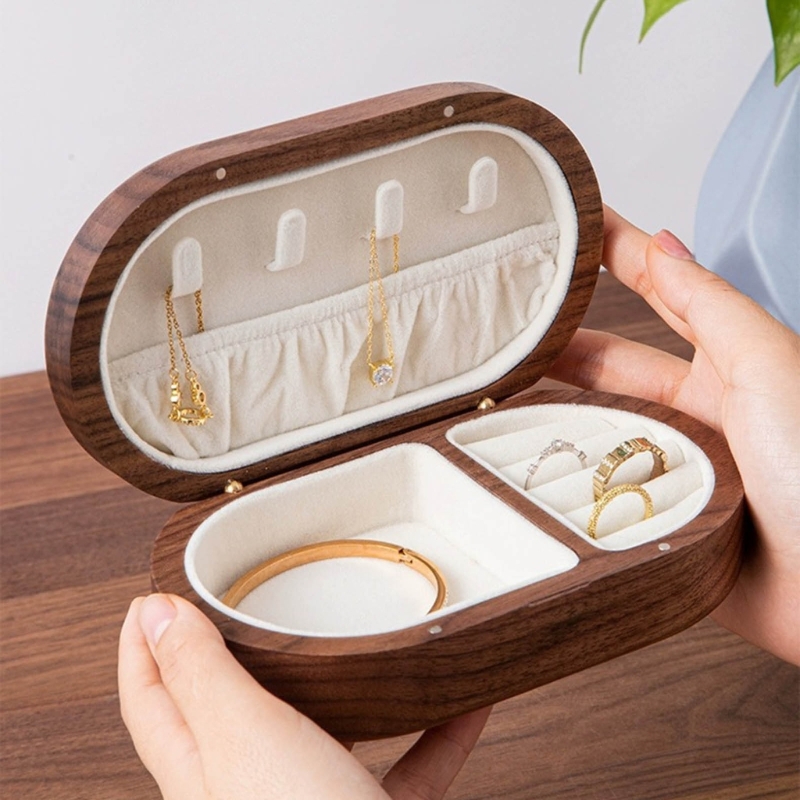 Wooden Jewelry Box Delicate Walnut Jewelry Box Holder For Rings Earrings Necklace Storage Boxes For Girls Women Dropshipping