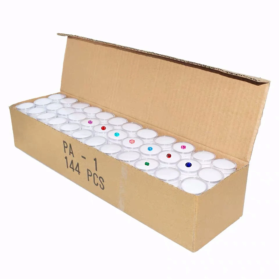 Wholesale Lot of 144 Gemstone Gem Display Box Storage Tool Coin Jar Loose Diamond Packaging Round Box Transparent Organizer Case