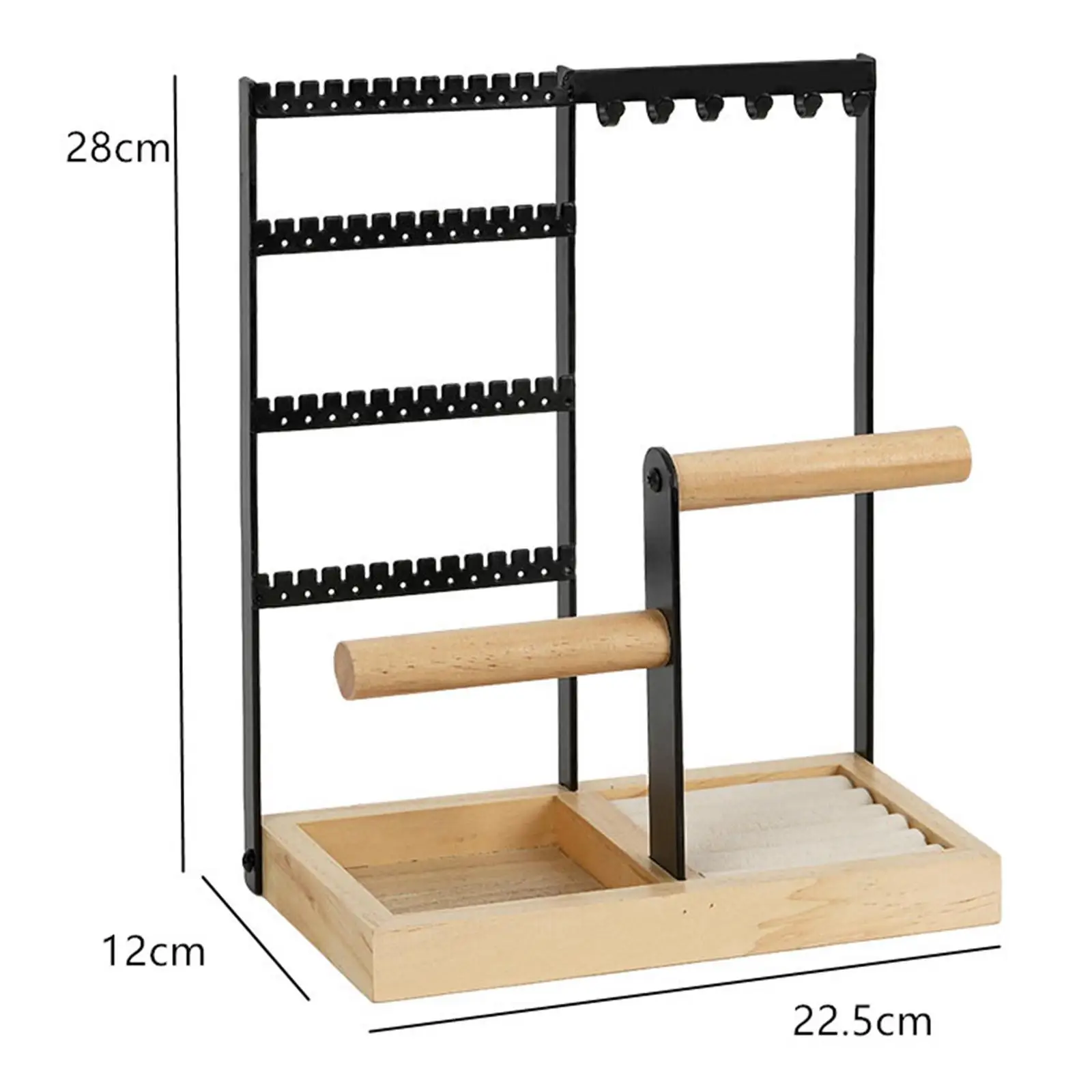 Jewelry Display Rack Earrings Ring Necklace Watch Jewelry Shelf Organizer Bracelet Stand Holder Hooks Storage with Jewelry Tray