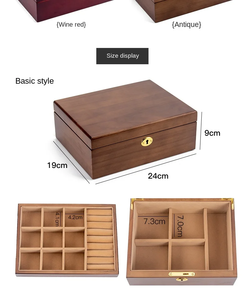 Wood Jewelry Box for Women Necklace Earrings Rings Jewelry Boxes Pendant Dispiay Stands Bracelet Separators Storage Organizer