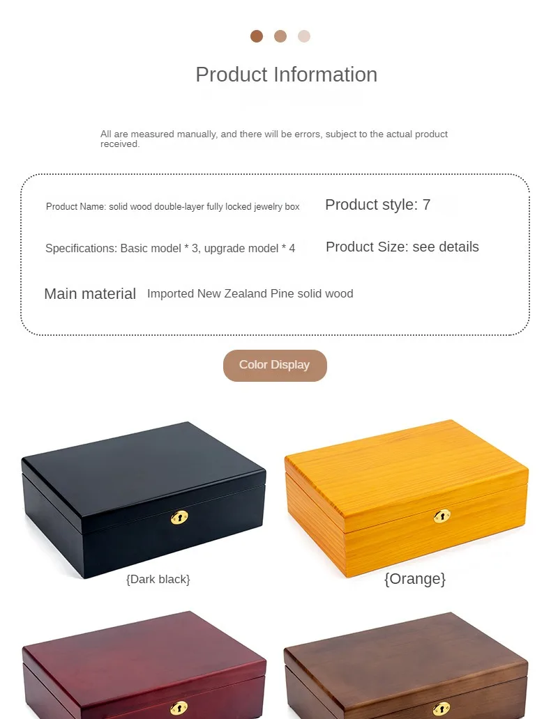 Wood Jewelry Box for Women Necklace Earrings Rings Jewelry Boxes Pendant Dispiay Stands Bracelet Separators Storage Organizer