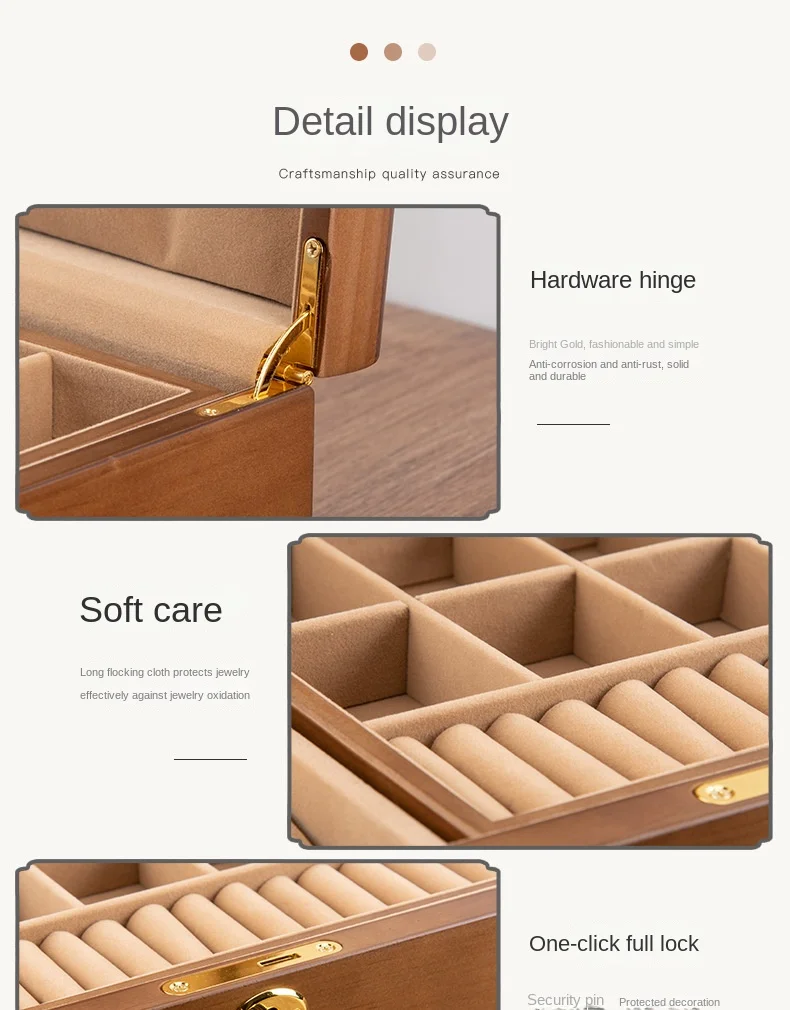 Wood Jewelry Box for Women Necklace Earrings Rings Jewelry Boxes Pendant Dispiay Stands Bracelet Separators Storage Organizer