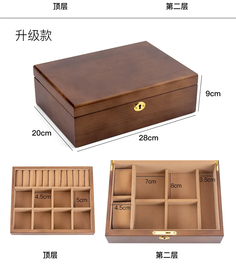 Wood Jewelry Box for Women Necklace Earrings Rings Jewelry Boxes Pendant Dispiay Stands Bracelet Separators Storage Organizer