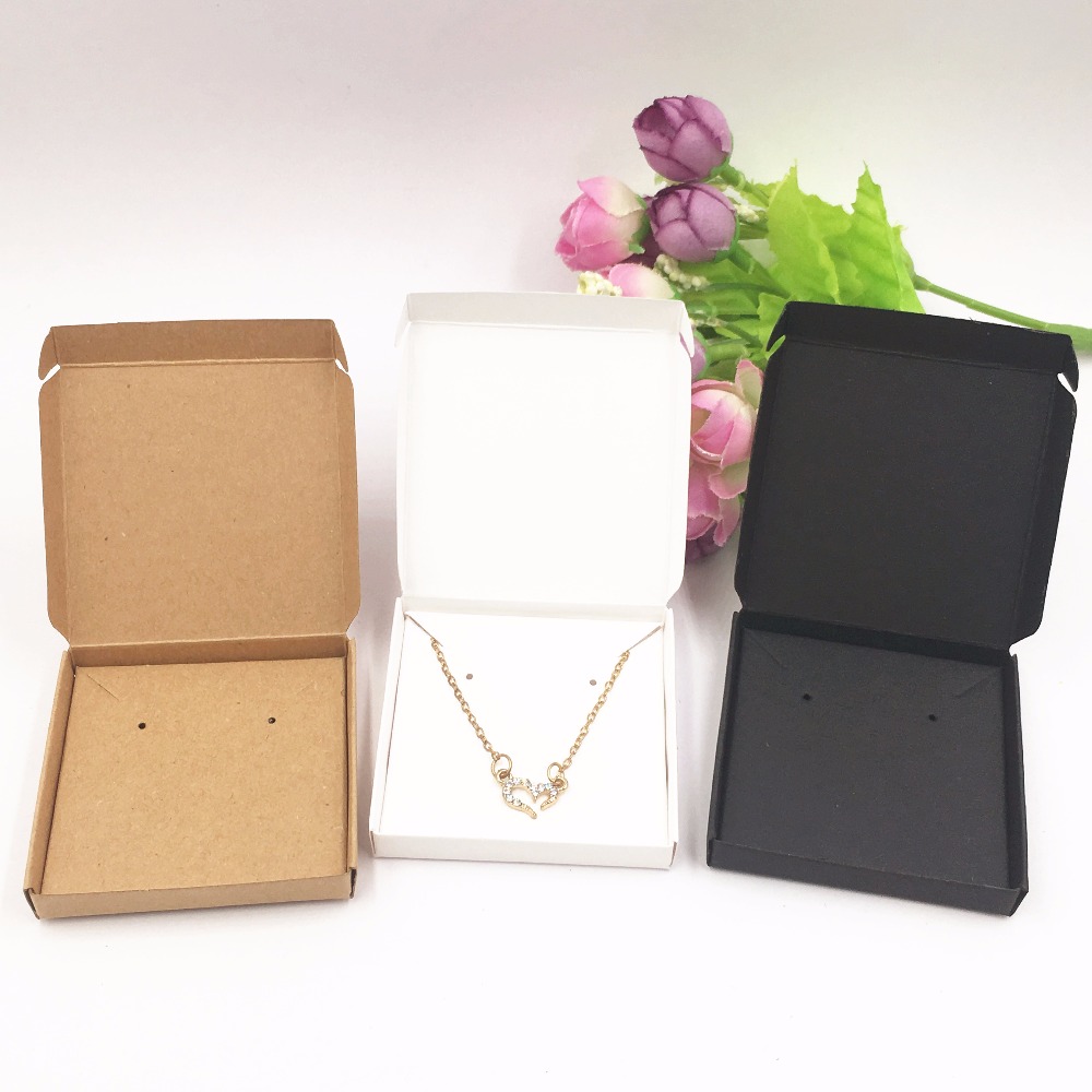 50set Jewelry Displays Paper Boxes for Pendant/Earring/Necklace Carrying Cases Wedding Jewelry Set Gift Packing Box 6*6*1cm