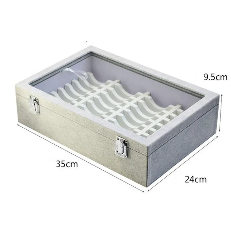 40 Bracelets Jewelry Organizer Jewellery Box with Clear Glass Lid for Showing Made of PU Glasses and Plastic