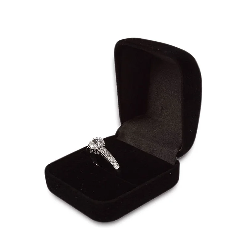 Wholesale Engagement Black Velvet Ring Box Jewelry Display Storage Foldable Case For Wedding Ring Valentine's Day Gift Organizer