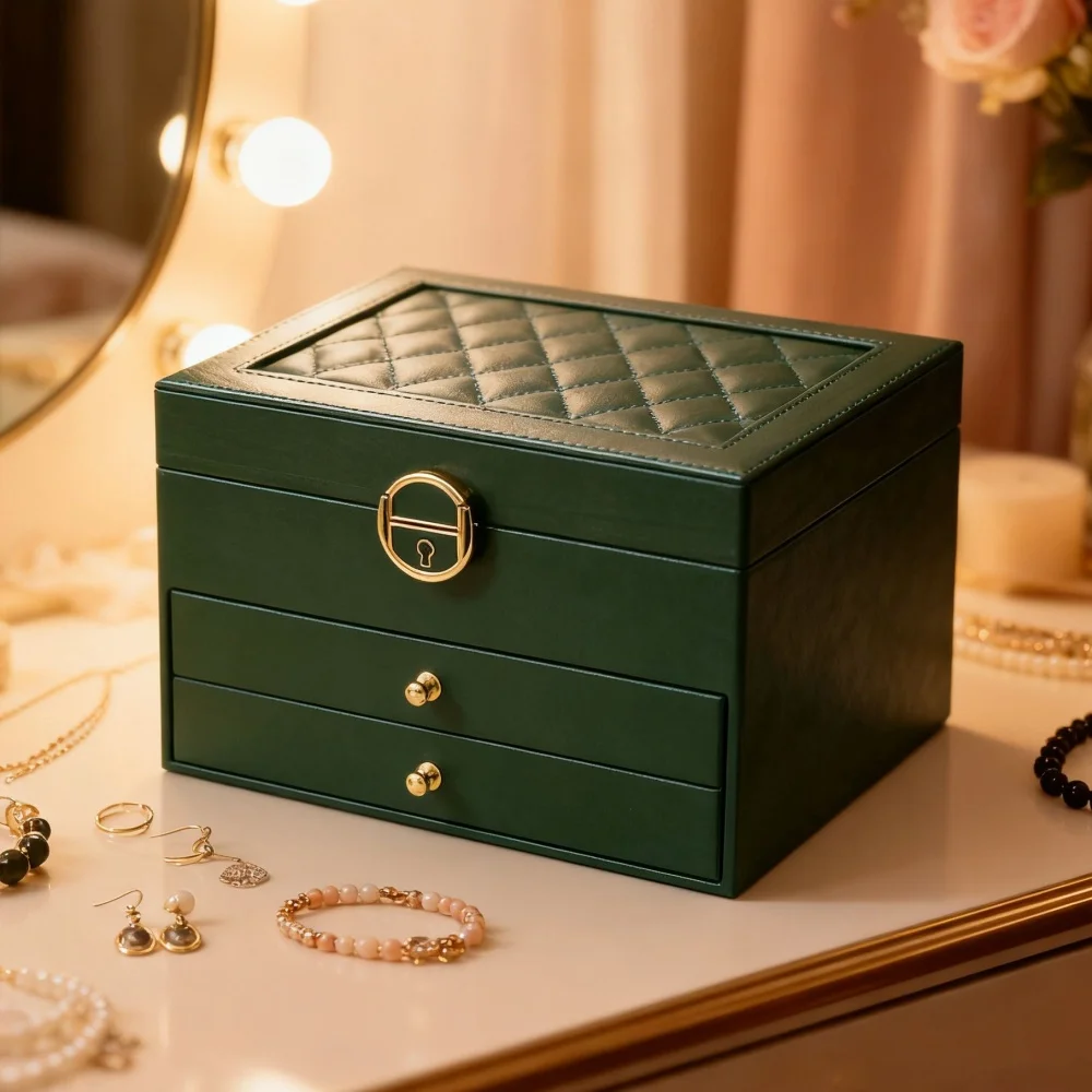 Luxury Jewelry Box Multi-layer Leather Jewelry Storage Box with Drawers Large Capacity Organizer for Earrings Rings Necklaces