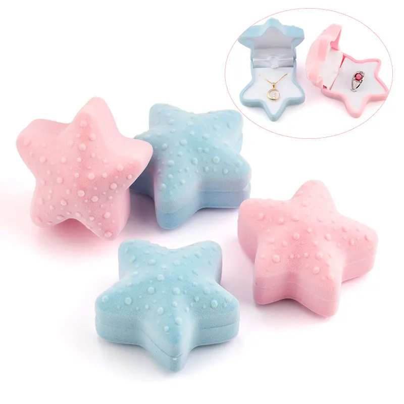 1 Piece Lovely Velvet Jewelry Box Starfish Wedding Ring Box Gift Box Necklace Ring Case Earrings Holder for Jewelry Display