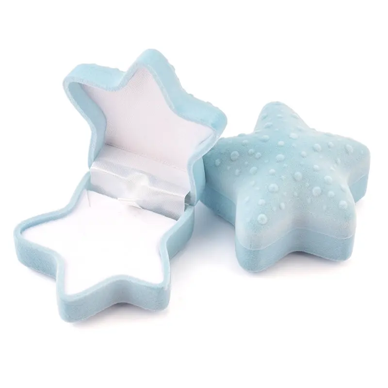 1 Piece Lovely Velvet Jewelry Box Starfish Wedding Ring Box Gift Box Necklace Ring Case Earrings Holder for Jewelry Display