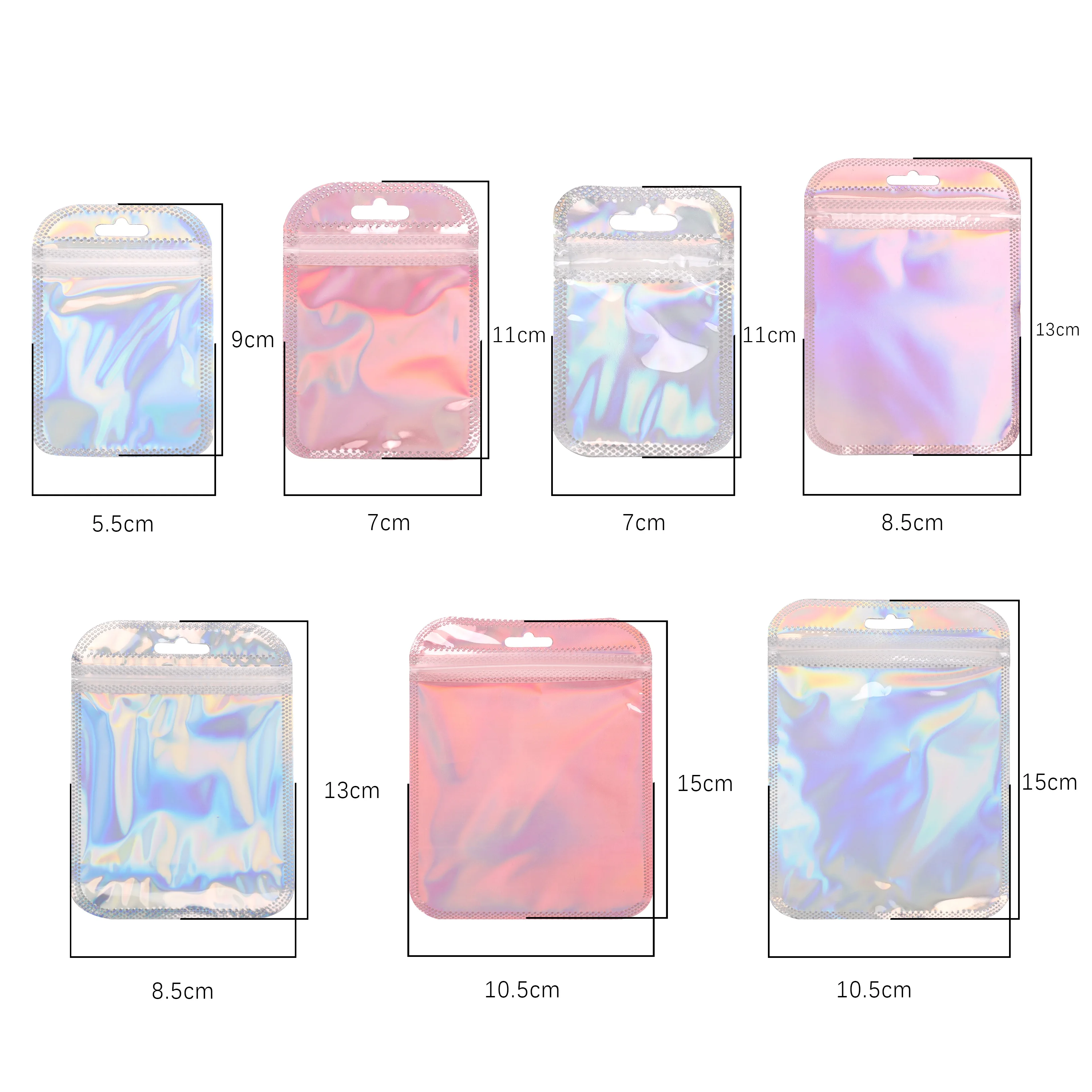 10Pcs/Lot Thicken Zip Lock Bags Colorful Resealable Laser Packaging Bag Plastic Pouch For Beads Jewelry Display Gift Storage Bag