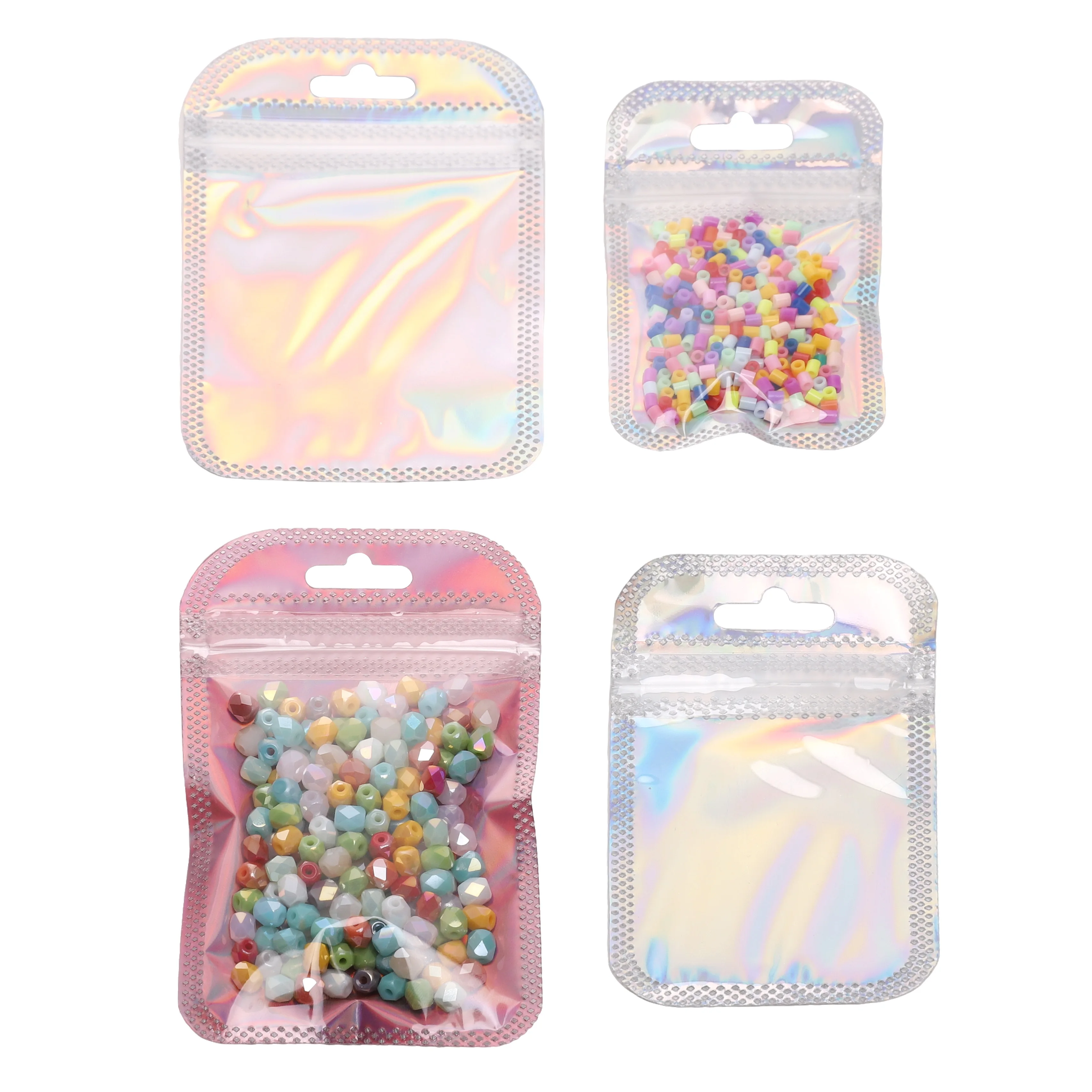 10Pcs/Lot Thicken Zip Lock Bags Colorful Resealable Laser Packaging Bag Plastic Pouch For Beads Jewelry Display Gift Storage Bag