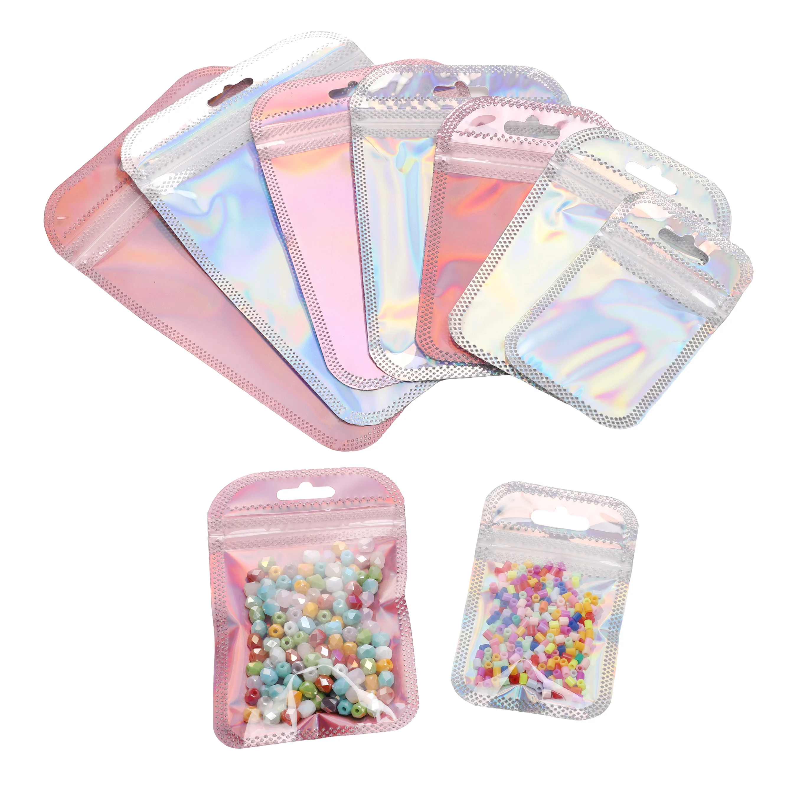 10Pcs/Lot Thicken Zip Lock Bags Colorful Resealable Laser Packaging Bag Plastic Pouch For Beads Jewelry Display Gift Storage Bag