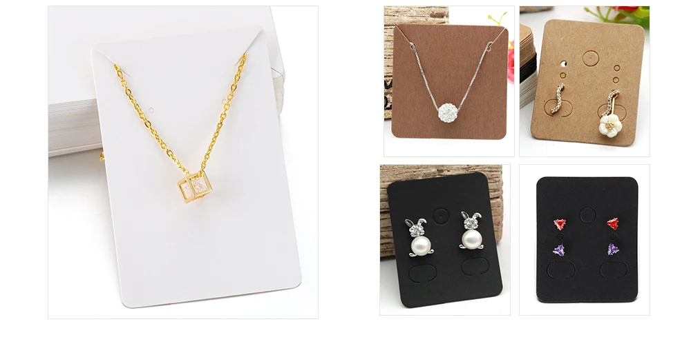 50pcs Earrings Necklaces Display Cards for Jewelry Box Packaging Cardboard Hang Tag Card Ear Studs Paper Card Jewelry DIY