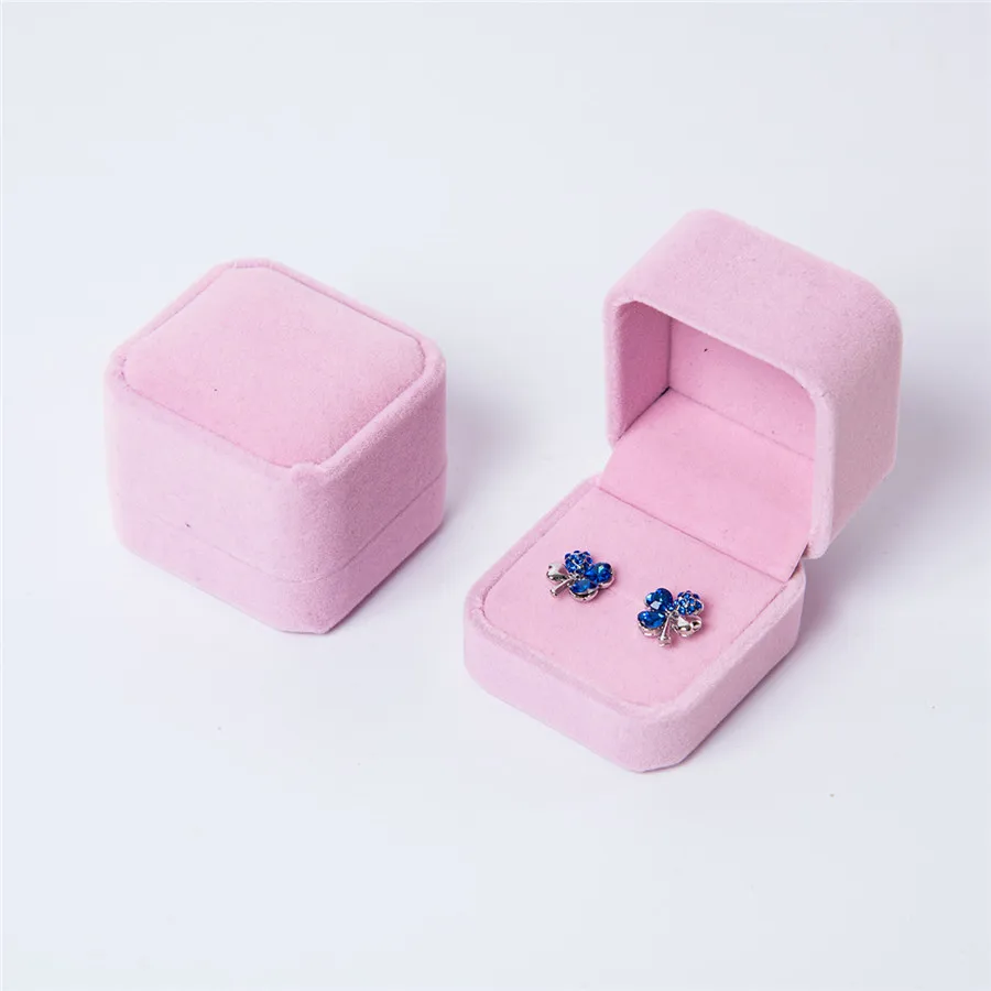 Wholesale Engagement Velvet Earring Ring Packaging Box Jewelry Organizer Valentine's Day Gift Ring Display Holder Storage Box