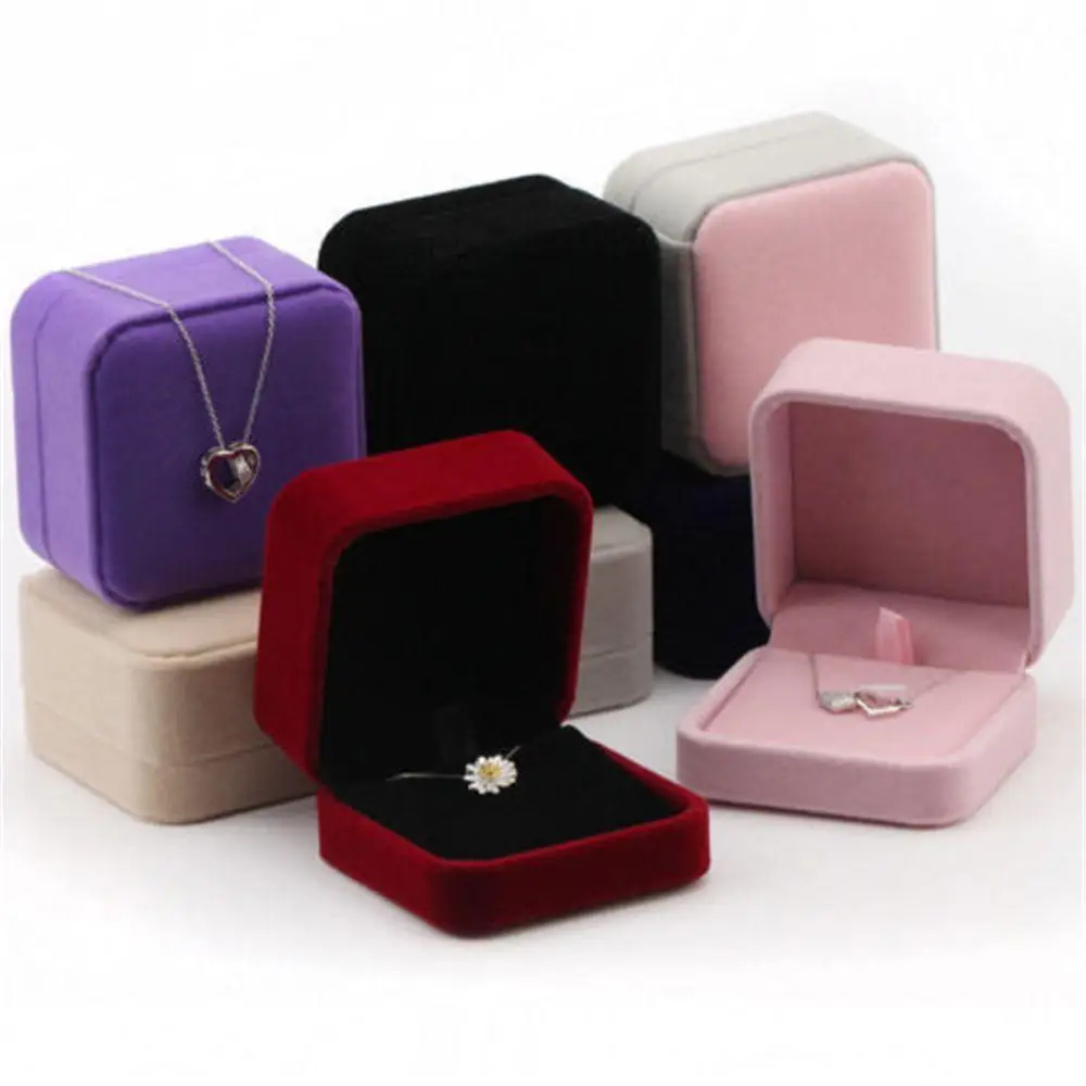 Wholesale Engagement Velvet Earring Ring Packaging Box Jewelry Organizer Valentine's Day Gift Ring Display Holder Storage Box