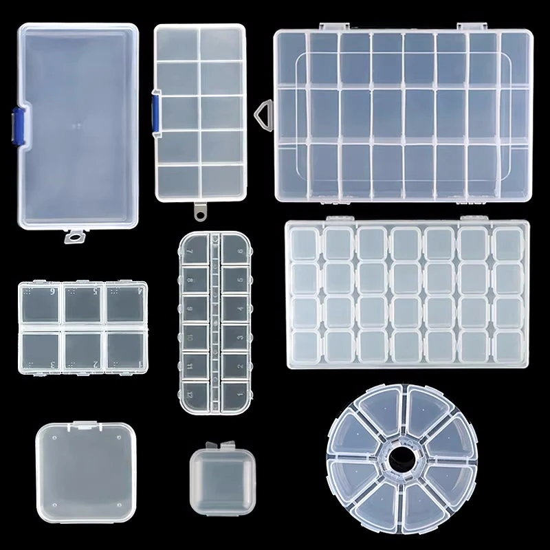 1Pcs Transparent Plastic Storage Jewelry Box Compartment Adjustable Container For Beads Earring Box Jewelry Rectangle Box Case