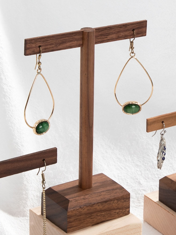 Wooden Earring Jewelry Holder Walnut Earring Organizer Hanging Stand Ring Display Stand Box Case Rack Jewellery Hanger Props