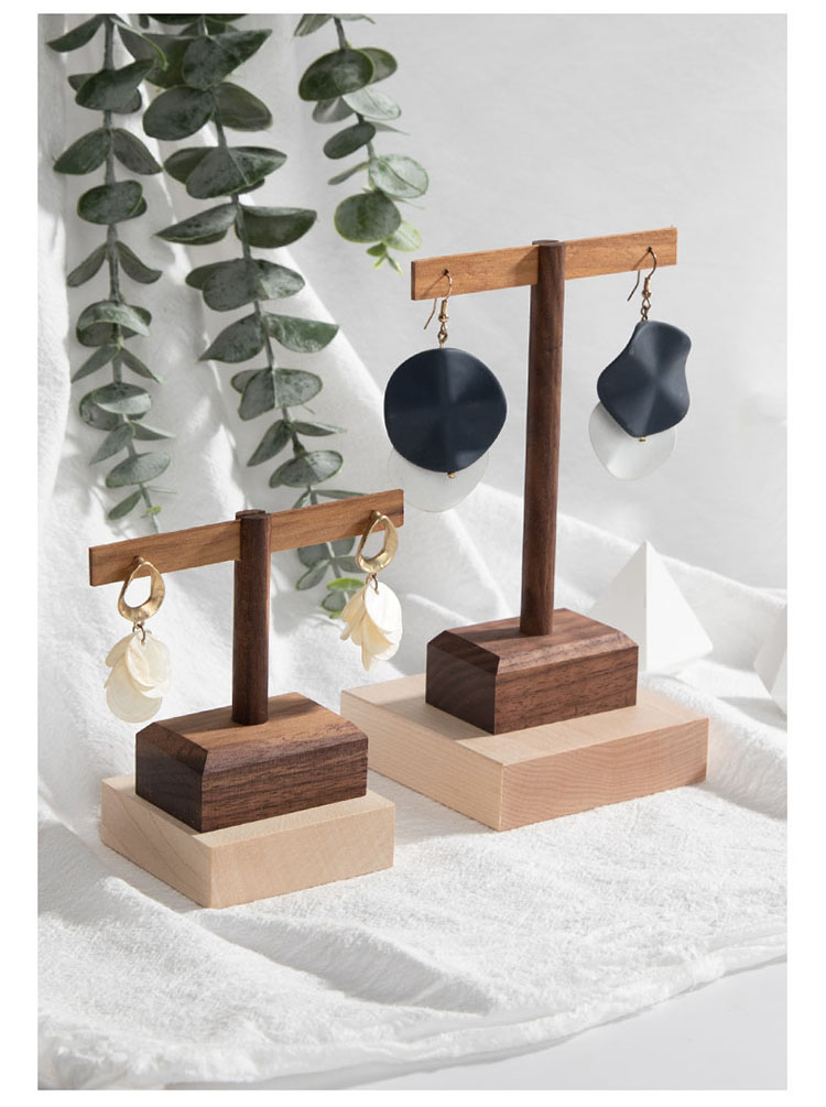 Wooden Earring Jewelry Holder Walnut Earring Organizer Hanging Stand Ring Display Stand Box Case Rack Jewellery Hanger Props