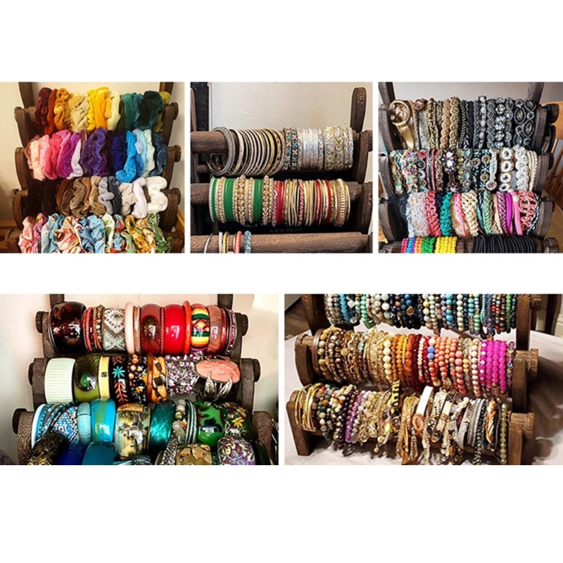 4 Tier Wooden Display Jewelry Accessory Stand Jewelry Bracelet Holder Bangle Watch Necklace Storage Jewelry Holder Stand Display