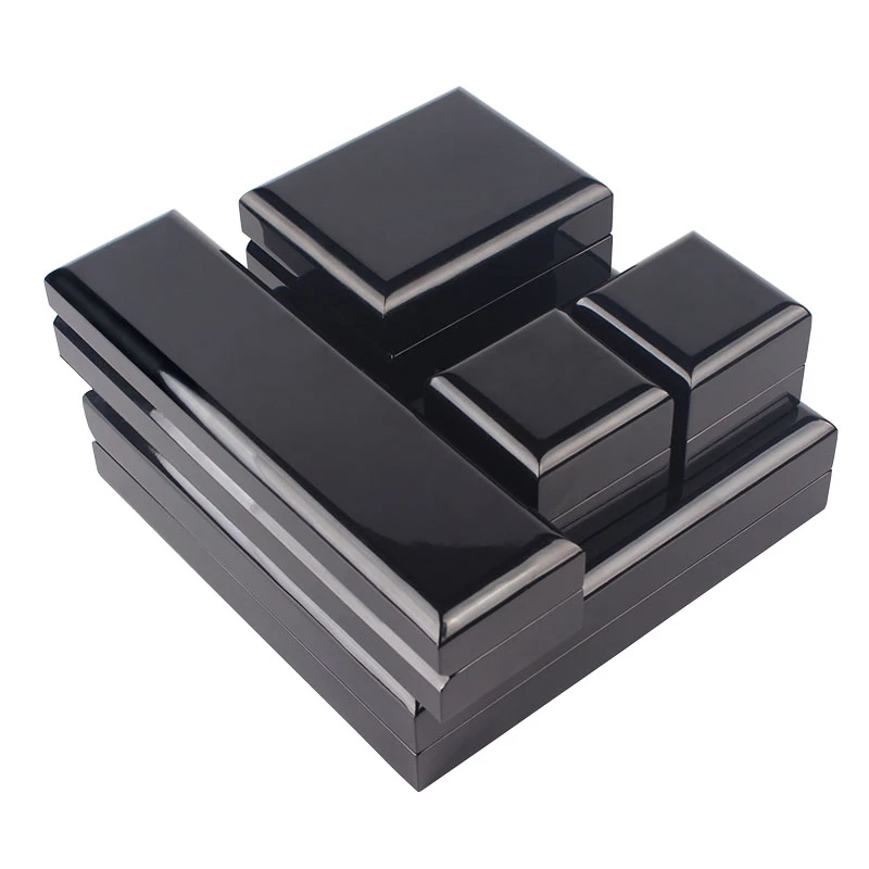 Hot Sale High Gloss Piano Lacquer Finish Wood Wedding Ring Earrings Jewelry Box Small Luxury Jewellery Gift Storage Display Case