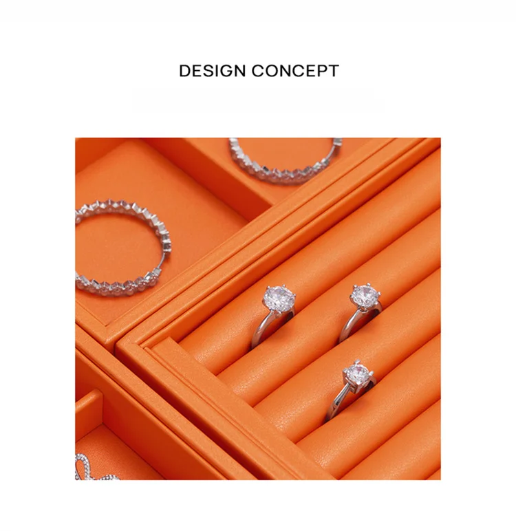 Oirlv Jewelry Tray Leather Necklace Display Bracelet Ring Watch Drawer Organizer Showcase Jewelry Display Tray Stackable Storage